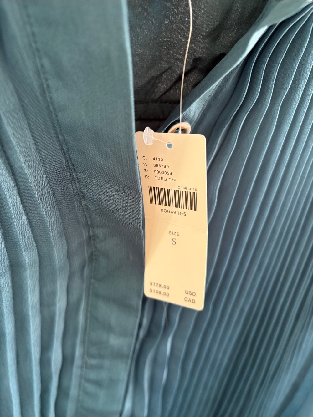Anthropologie | Maeve Long-Sleeve Pleated Mini Shirt Dress Green Teal S NWT - Picture 4 of 7